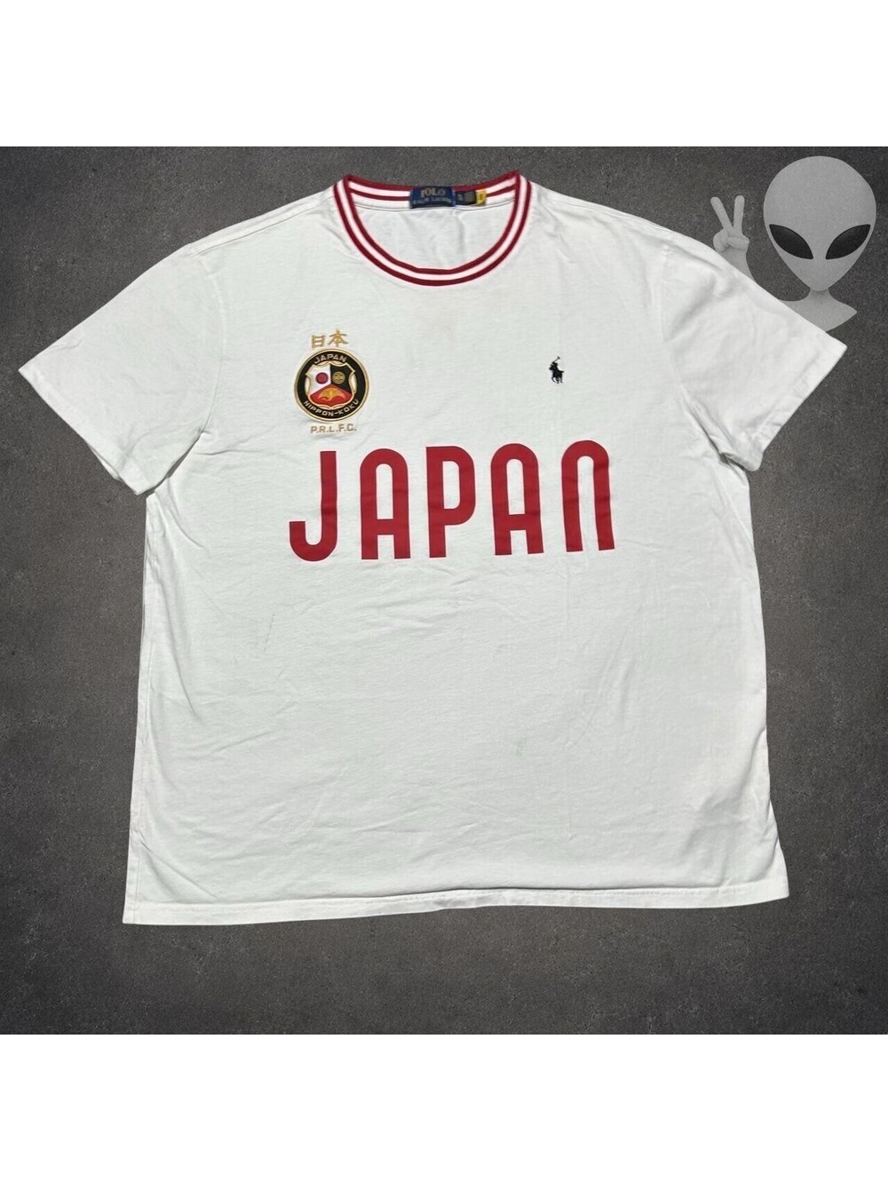 Polo Ralph Lauren Graphic T-Shirt Mens XL White Red Cotton Custom Slim Japan